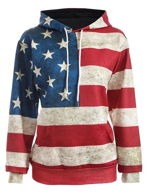 [40 Off] American Flag Print Pullover Hoodie Rosegal