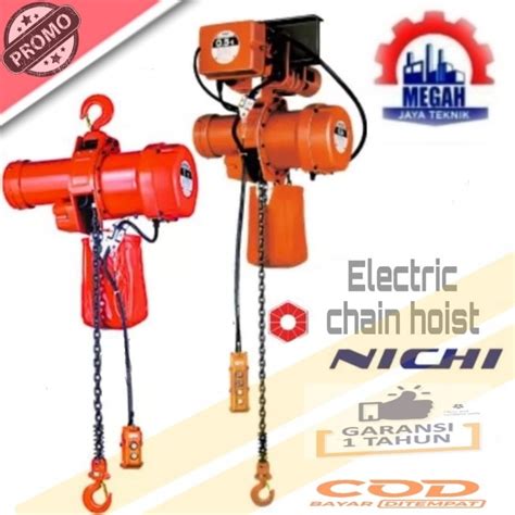 Jual Electric Chain Hoist Nitchi Mh5 2 Ton 6 Meter 3803phase With Trolly Japan Shopee