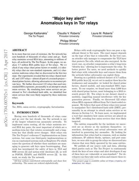 Anomalous Keys In Tor Relays Pdf Hackernews Udocz