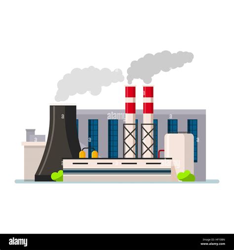 Factory Building Icon Vector Flat Style Manufacturing Buildings Stock