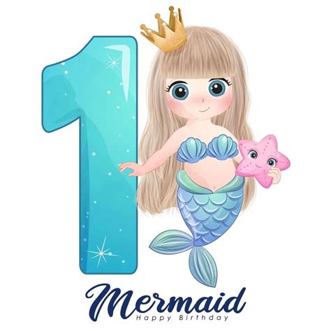 Cute Mermaid With Number 1 Digital Clipart Etsy Garabatos Lindos