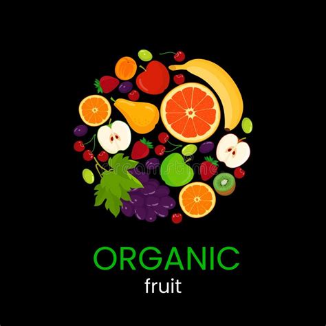 Organic Fruit Food Logos And Silhouettes Stock Vector Illustration Of