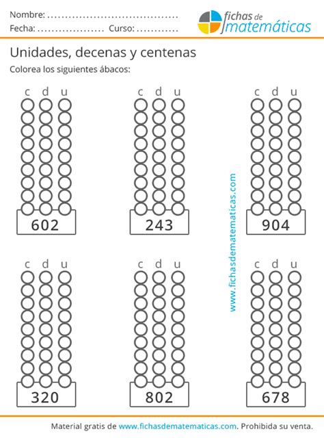 Unidades Decenas Y Centenas Ejercicios Para Imprimirpdf