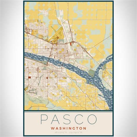 Pasco - Washington Map Print in Woodblock — JACE Maps