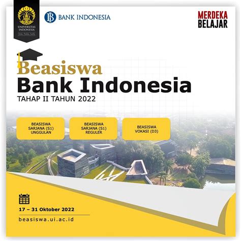 Penawaran Beasiswa Bank Indonesia Tahap Direktorat Kemahasiswaan