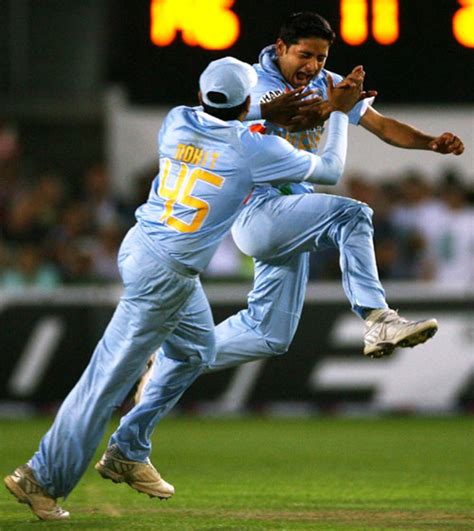 Piyush Chawla celebrates a third strike as India claw back ...