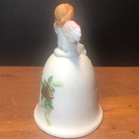 Angel Christmas Bell Homco Bisque Ceramic Vintage Christmas Decor