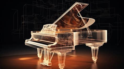 Graceful Wireframe Grand Piano Delicate Lines Intertwine Revealing