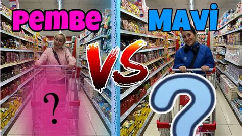 TEK RENK MARKET ALIŞVERİŞİ PEMBE VS MAVİ CHALLENGE YouTube