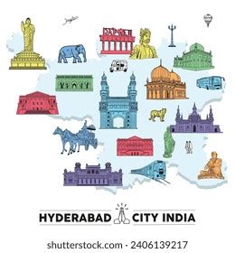 Hyderabad City Hand Drawing Outline Hyderabad Stock Vector Royalty