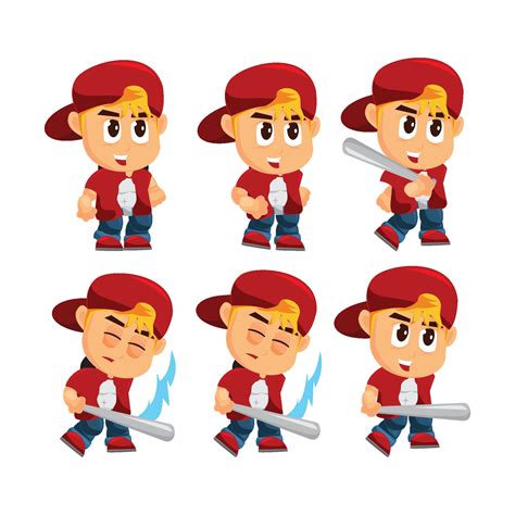 boy game character sprite attack set  vector art  vecteezy