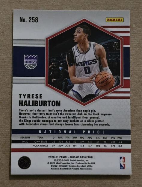 2020 21 Panini Mosaic TYRESE HALIBURTON 258 Rookie RC National Pride