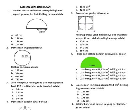 Contoh Soal Keliling Lingkaran Kelas 6 Homecare24