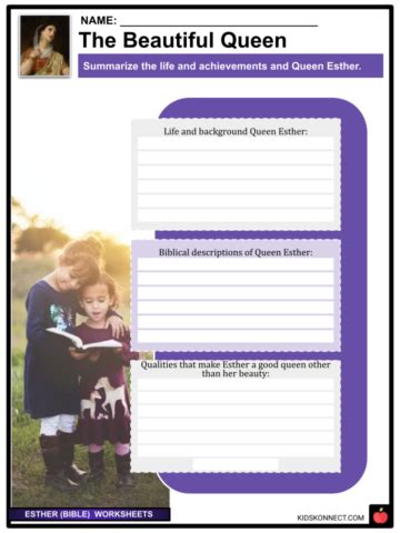 Esther Worksheets Early Life Queen Esther Saving Her People