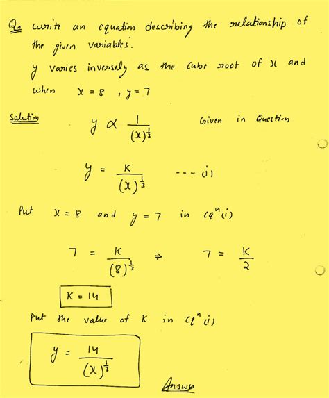 [solved] Write An Equation Describing The Relationship Of The Given Course Hero