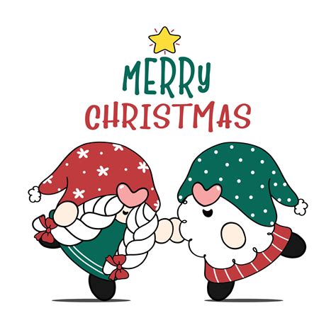 Cute Couple Christmas Gnome Boy And Girl Dancing Merry Christmas