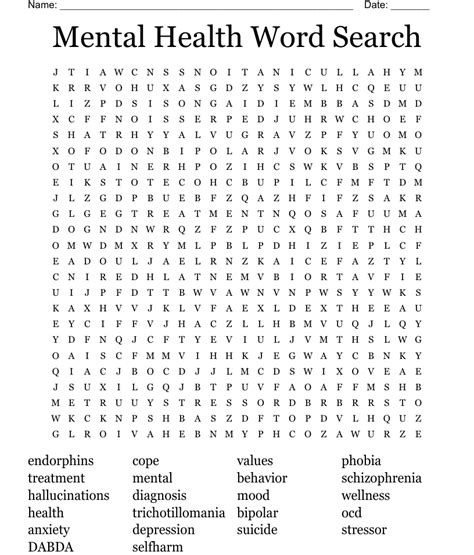 Mental Health Word Search Printable Word Search Maker