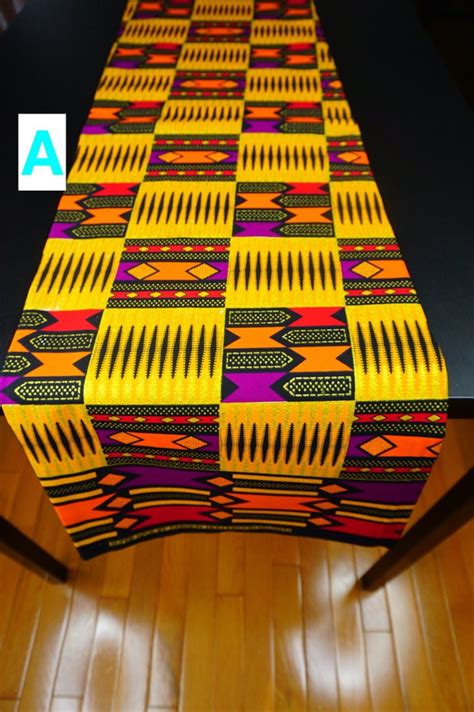 Sparkly Kente Table Runner Metallic African Print Table Etsy