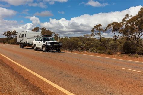 Caravan In Outback Australia Stock Photo Image Of Landscape Road