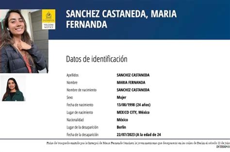 Interpol emite una ficha de búsqueda para María Fernanda la joven