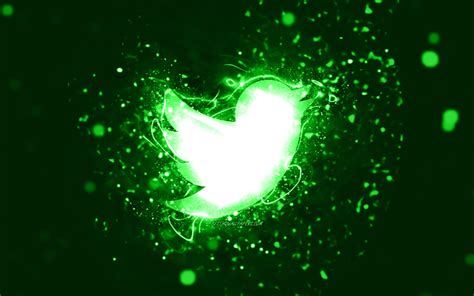 Descargar Fondos De Pantalla Logotipo Verde De Twitter 4k Luces De