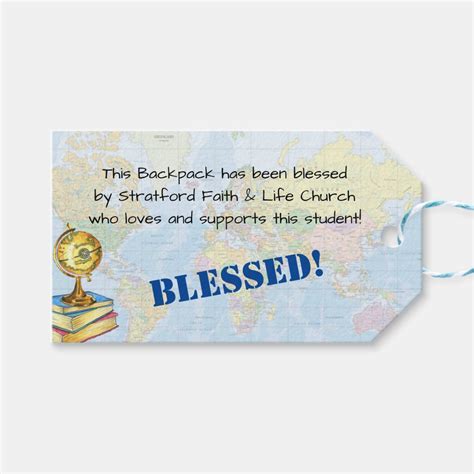 Blessing Of The Backpacks Globe Church Prayer Tag Zazzle
