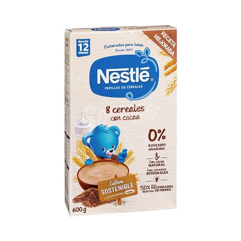 Nestlé Papilla de 8 cereales con cacao a partir de 12 meses 600 g