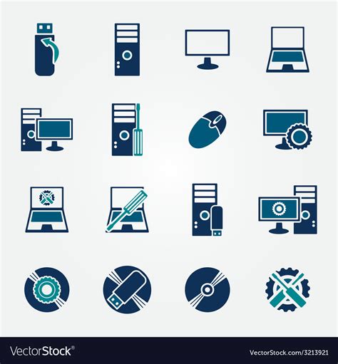 Flat Computer Repair Icons Set Royalty Free Vector Image