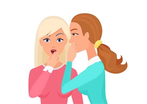 Premium Vector Woman Whispering Gossip Surprised Says Rumors To