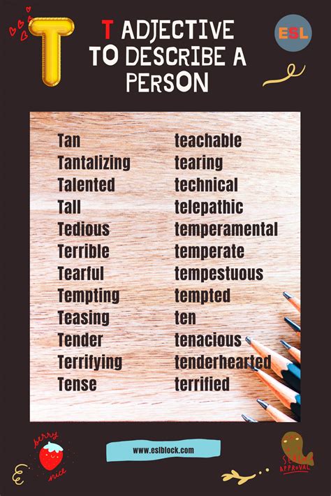 T Adjectives To Describe A Person English As A Second Language