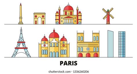 Vektor Stok Paris City Skyline Buildings Streets Silhouette Tanpa