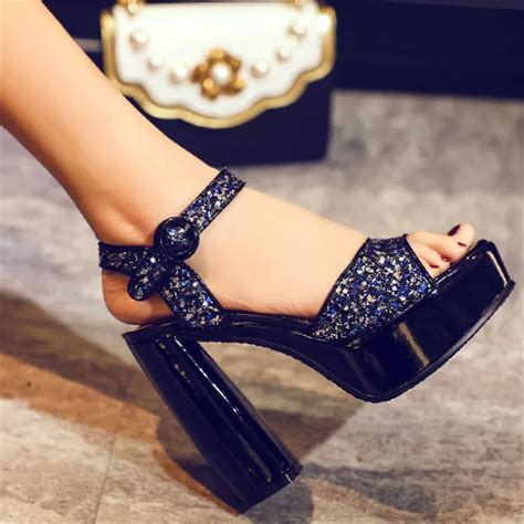 New Bling Bling Women Summer Sandals Fashion Horsebit Platform Sandals