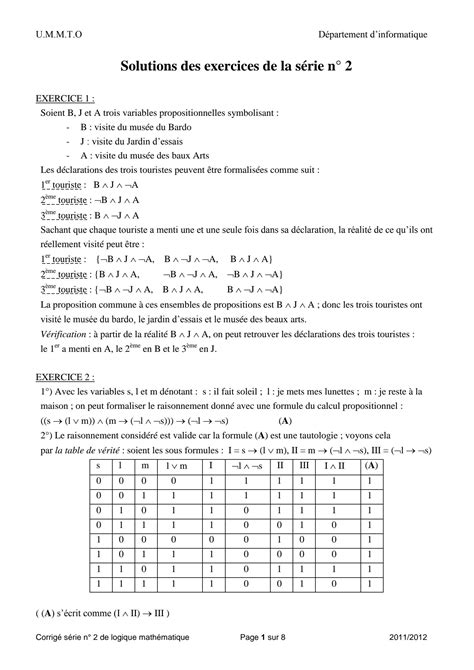 Solution Solution Serie Td Logique Math Matique Studypool