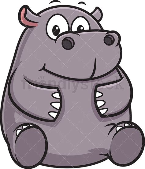 Fat Hippo Cartoon Clipart Vector - FriendlyStock