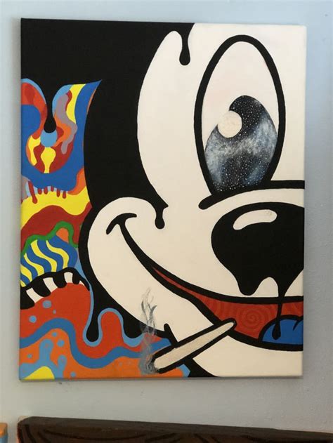 Trippy Mickey Mouse Painting Hippie Painting Pop Art Painting