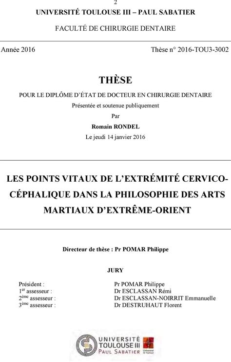 Universit Toulouse Iii Paul Sabatier Facult De Chirurgie Dentaire