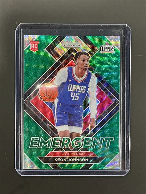 2021 22 Panini Prizm KEON JOHNSON Emergent Green Wave SSP 6 LA