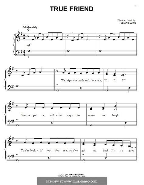 True Friend (Hannah Montana) by J. Lurie - sheet music on MusicaNeo