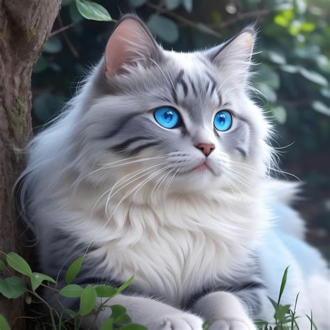 Il Gatto Pi Bello Del Mondo Occhi Azzurri Capelli Lunghi In Natura Ai