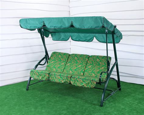 Садовые качели GreenGard ЭЛЕГИЯ, желтые вензеля на зелёном фоне (Арт ...