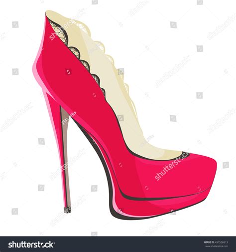 Shoes Highheels Platform Crimson Color Black Stock Vector Royalty Free 491556913 Shutterstock