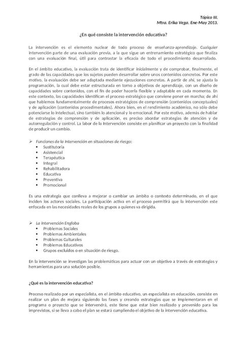 Docx En Qu Consiste La Intervenci N Educativa Dokumen Tips