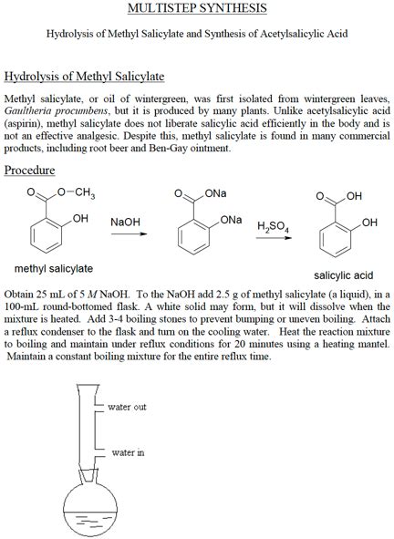 Solved MULTISTEP SYNTHESIS Hydrolysis Of Methyl Salicylate Chegg