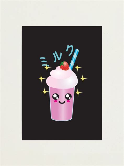 Japanese Aesthetics Cute Kawaii Strawberry Milk Shake Illustrations