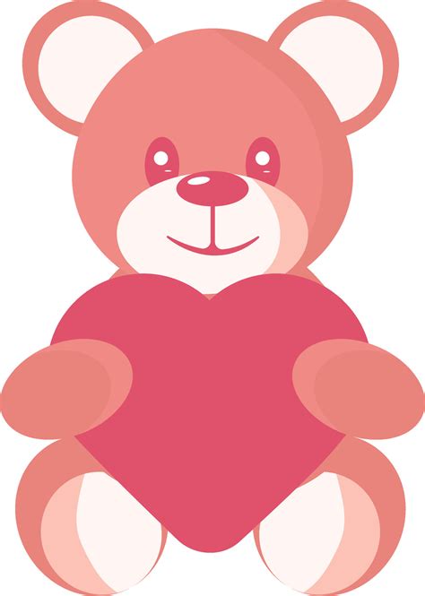 Vector Illustration Of Cute Teddy Bear Holding Heart In Red Color