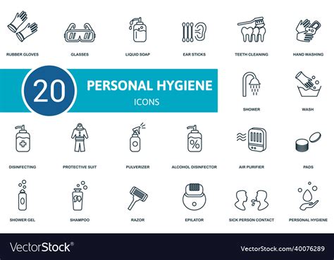 Personal Hygiene Icon Set Collection Of Simple Vector Image