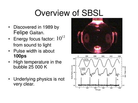 PPT - Research program on Single-Bubble Sonoluminescence (SBSL ...