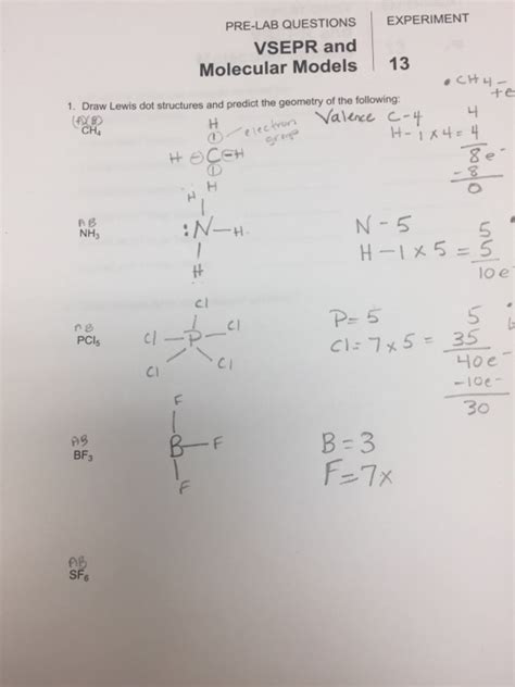 Solved Pre Lab Questions Experiment Vsepr And Molecular