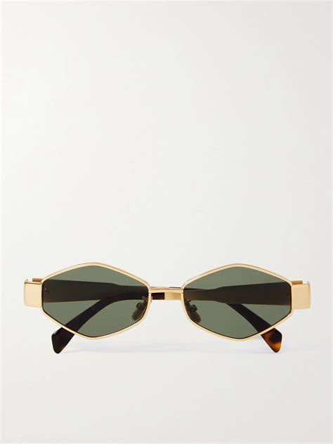 Celine Eyewear Triomphe Hexagon Frame Gold Tone And Tortoiseshell Acetate Sunglasses Net A Porter