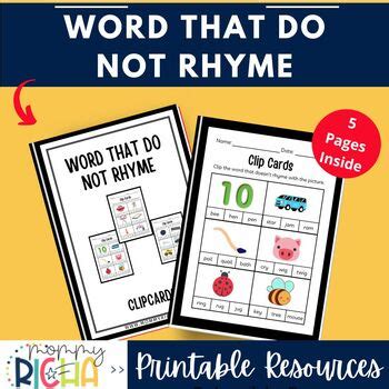 Words That Ryme Teaching Resources Teachers Pay Teachers